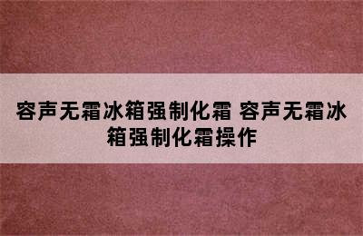 容声无霜冰箱强制化霜 容声无霜冰箱强制化霜操作